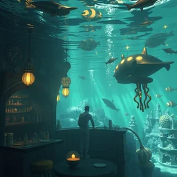 cafe rio, underwater, trending on artstation, 4 k