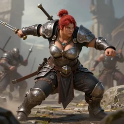 powerful female dwarven warrior charging into battle, short robust chubby strong figure, highly detailed, action scene, dungeons and dragons, donato giancola, jeff easley, soft lighting, sharp focus, intricate