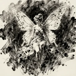 beautiful ink sketch, a fairy by ilya kuvshinov