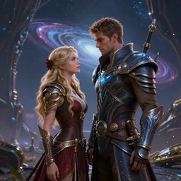 fantasy, couple, in a galaxy, mystical, digital art, highly detailed, video game, 8k resolution