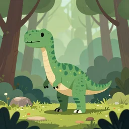 an illustration of a dinosaur 6 9 9 r in the woods, trending on artstation, central composition, very cartoon, shape focus, high detailed, by anton fadeev ij 1 i
