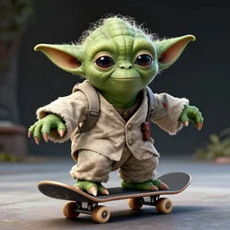 yoda on skate, by greg rutkowski, high detailed