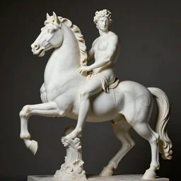 studio photo of a white greek statue of a centaur, human horse chimera hybrid, centaur, chiron
