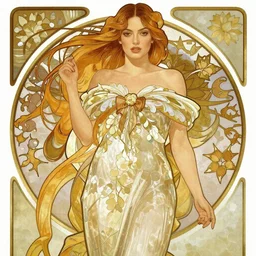 margot robbie, 8k, french noveau, alphonse mucha