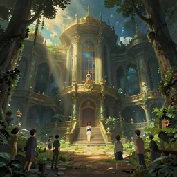 thinking palace, unreal engine, fantasy art by greg, loish, rhads, ferdinand knab, makoto shinkai and lois van baarle, ilya kuvshinov, rossdraws, tom bagshaw, global illumination, radiant light, detailed and intricate environment ， trending onstudio ghibli ， highly detailed, octane render, 8 k