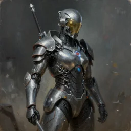a painting of a futuristic warrior
