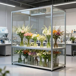 labotory concept flower shop, made of steel and glass