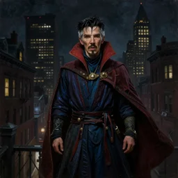muted color ultra realistic painting of 1 9 2 5 boston downtown at night in doctor strange's mirror dimension, dark, brooding, night, atmospheric, horror, cosmic, ultra - realistic, smooth, highly detailed in the style of clyde caldwell