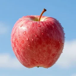 realistic apple in sky, 8 k, ultra realism