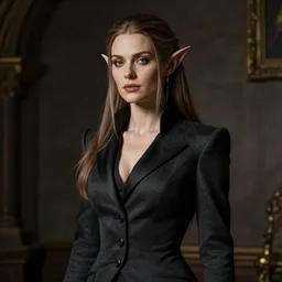 Female in dark elf suit. By Rembrandt and artstation trending