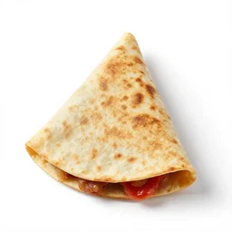 ruby red quesadilla, 8k product photo, isolated on a pure white background, centered, entire object in frame, sharp focus, soft studio lighting
