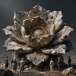grotesque titan flower made from space stones, by rutkowski and giuseppe arcimboldo, james jean and erik jones and rhads, ultradetailed, photorealistic details, full frame, colossal scale, trending artstation