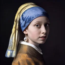 mr bean as the girl with the pearl earring, hyper realistic