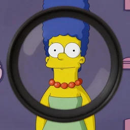 Photo of Marge Simpson as a real person in the style of Mario Testino, award-winning, 82 mm sigma art lens, close up