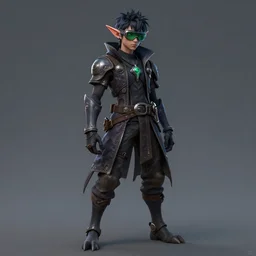 a teenager dark elf with hoofs wear googles, cyberpunk, artstation