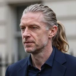 jeremy corbyn with very long hair, tied in ponytail, photographed, portrait, photographic, hdr, 4 k