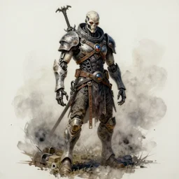 a oil / watercolor painting full body character portrait of a corrupt cyborg in the style of dark souls in the style of darkest dungeon trending on artstation deviantart pinterest detailed realistic hd 8 k high resolution