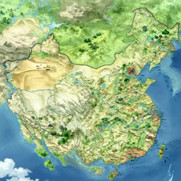 treasure map of a realm with distinct biomes, highly detailed, smooth, sharp focus, artstation, illustration by don bluth and michel ocelot and makoto shinkai and tom whalen and atey ghailan and akihiko yoshida