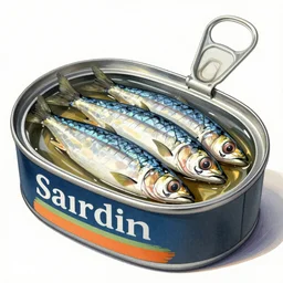 sardine in a can, extremely detailed masterpiece, illustration, colorful, by john james audubon,