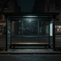 dark city bus stop, by hp lovecraft, very detailed,ArtStation
