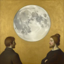 achingly beautiful painting of a the moon on a gold background by rene magritte, monet, and turner. piranesi.