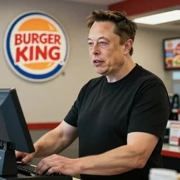elon musk working at burger king, elon musk working the register at a fast food restaurant