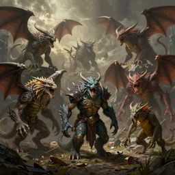 various dungeons and dragons monsters painted by donato