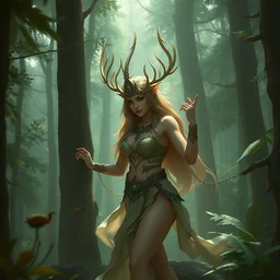 female spirit of the forest, highly detailed, digital painting, artstation, concept art, smooth, sharp focus, illustration, unreal engine 5, 8 k, art by artgerm and greg rutkowski and alphonse mucha and ifbb pro fitness photograph