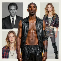 kobe, contemporary collage, highly detailed, digital painting, 4 k, hdr, punk, fashion, smooth, sharp focus, art by nick knight, sandra chevrier and john hoyland