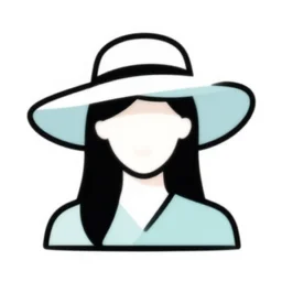 ui art icon for woman wearing a big floppy hat, victo ngai, kilian eng, lois van baarle, flat
