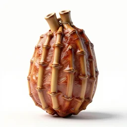 bamboo glazed ham, stylized 3d render, isolated on a pure white background, centered, entire object in frame, sharp focus, soft studio lighting