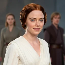 emma stone as princess leia in star wars, by magali villeneuve and francois schuiten