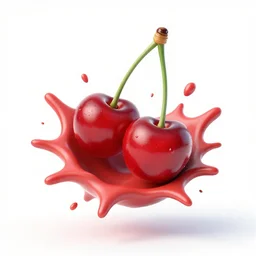 Cherries, cherry inside a cherry, cherry explosion, white background, 3d