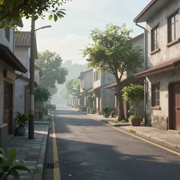a quiet and clean street in the morning, unreal engine 5, extremely detailed, sharp focus, cinematic lighting, illustration