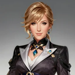 charming character celine dion from video game genshin impact, dark aesthetic, intricate, elegant, sharp focus, illustration, highly detailed, digital painting, concept art, matte, art by wlop and artgerm and greg rutkowski and jae lee, masterpiece