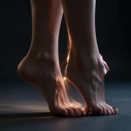 closeup profile shot of a woman's feet dramatic lighting, cinematic, high contrast, octane render, cgsociety, artstation, 4k