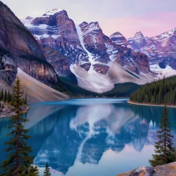 beauti ful award winning synthwave painting of a canadian lake, extreme detail, digital art, 4 k, ultra hd