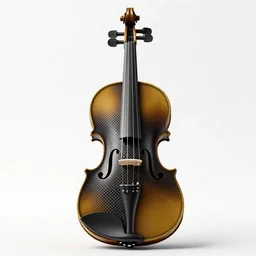 carbon fiber violin, clean 3d render, octane render, isolated on a pure white background, centered, entire object in frame, sharp focus, soft studio lighting