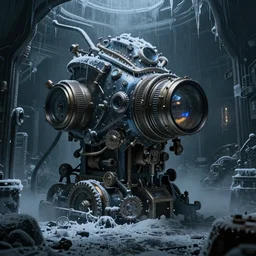 steampunk matrix, frozen in time, atmospheric, ominous, eerie, cinematic, Epic, 8k, 4k, ultra detail, ultra realistic, 20mm lens