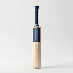 low-poly cricket bat, studio product photography, isolated on a pure white background, centered, entire object in frame, sharp focus, soft studio lighting