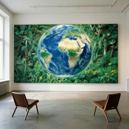 the atmosphere in the room is peaceful and calm. the feeling of an earth with full of life.. by andreas gursky