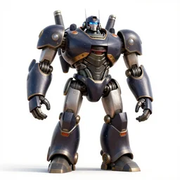 jovial giant mecha robot, stylized pixar-style 3d render, full body, standing, isolated on a pure white background, centered, whole figure in frame, sharp focus, studio lighting