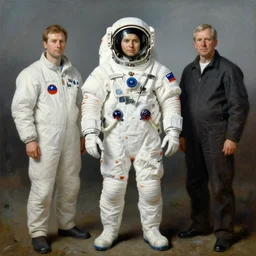 full body portrait of a russian cosmonaut, highly detailed painting by gaston bussiere, craig mullins, j. c. leyendecker, 8 k, mid shot