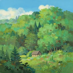soft gouache technique, forest lanscape panorama by pixar by makoto shinkai