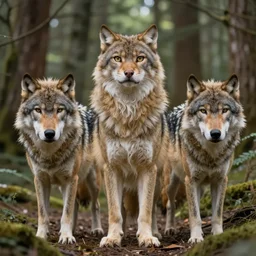 furry cat woman in a forest 8 b 4?.?.?.?.?.?.?.? with real wolves