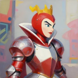 greg manchess portrait painting of armored red queen from alice in wonderland as overwatch character, medium shot, asymmetrical, profile picture, organic painting, sunny day, matte painting, bold shapes, hard edges, street art, trending on artstation, by huang guangjian, gil elvgren, ruan jia, randy vargas, greg rutkowski