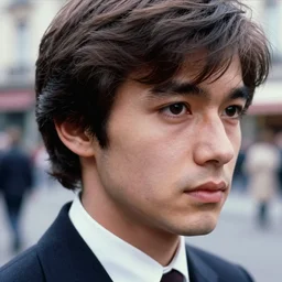 ektachrome, 3 5 mm, highly detailed : incredibly realistic, perfect features, soft hair, beautiful three point perspective extreme closeup 3 / 4 portrait photo in style of chiaroscuro style 1 9 7 0 s frontiers in flight suit cosplay paris seinen manga street photography vogue fashion edition