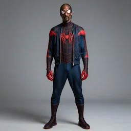 snoop dogg as spiderman, face visible, full body shot, highly - detailed, sharp focus, award - winning