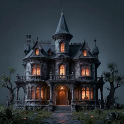 a 3 d render of a haunted mansion