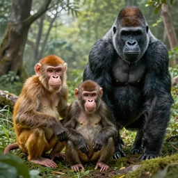 breaking bad as monkeys and gorillas, 4 k, hyper realistic, dslr, high resolution, landscape, beautiful, painting